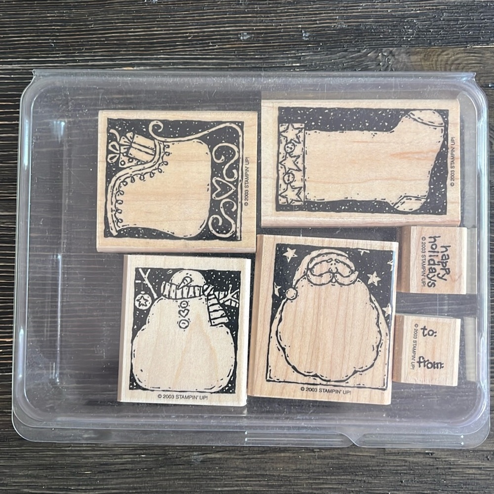 Stampin Up - Holiday Woodcuts 6 stamp set - holiday cards or gift tags